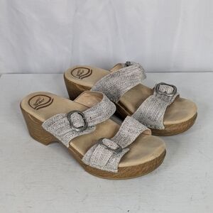 Dansko Sophie Metallic Two Strap Leather Open Toe Sandals